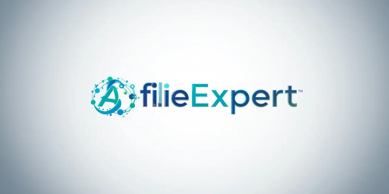 Logo da AfilieExpert, um site de marketing de afiliados, com design moderno em tons de azul e cinza.